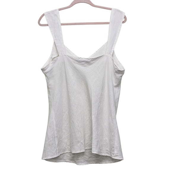 Cut Loose Tank Top Womens XL White Linen V-Neck Sleeveless Casual Coastal Boho - Picture 2 of 7